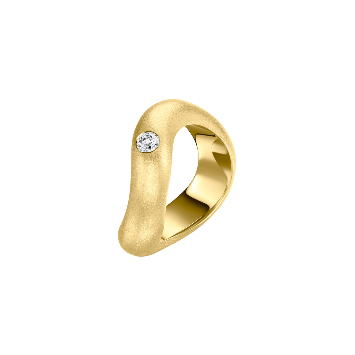Brushed Yellow Gold Wave Ring