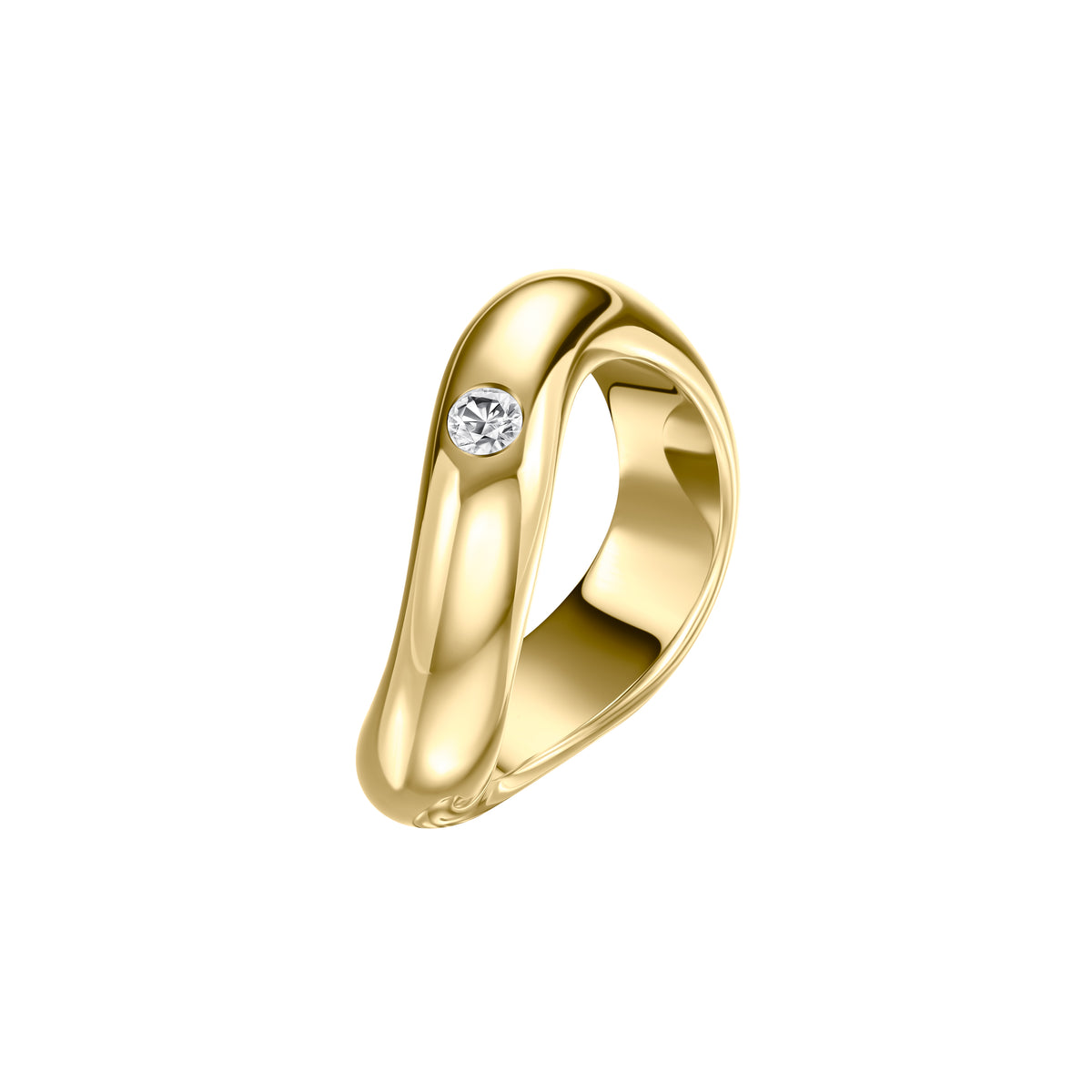 Polished Yellow Gold Wave Ring