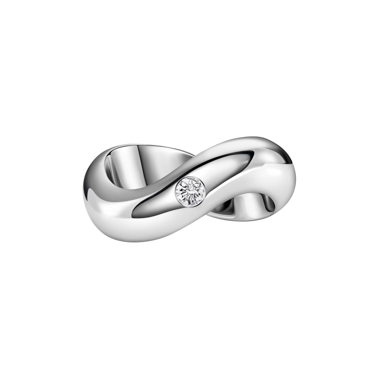 Polished White Gold Wave Ring