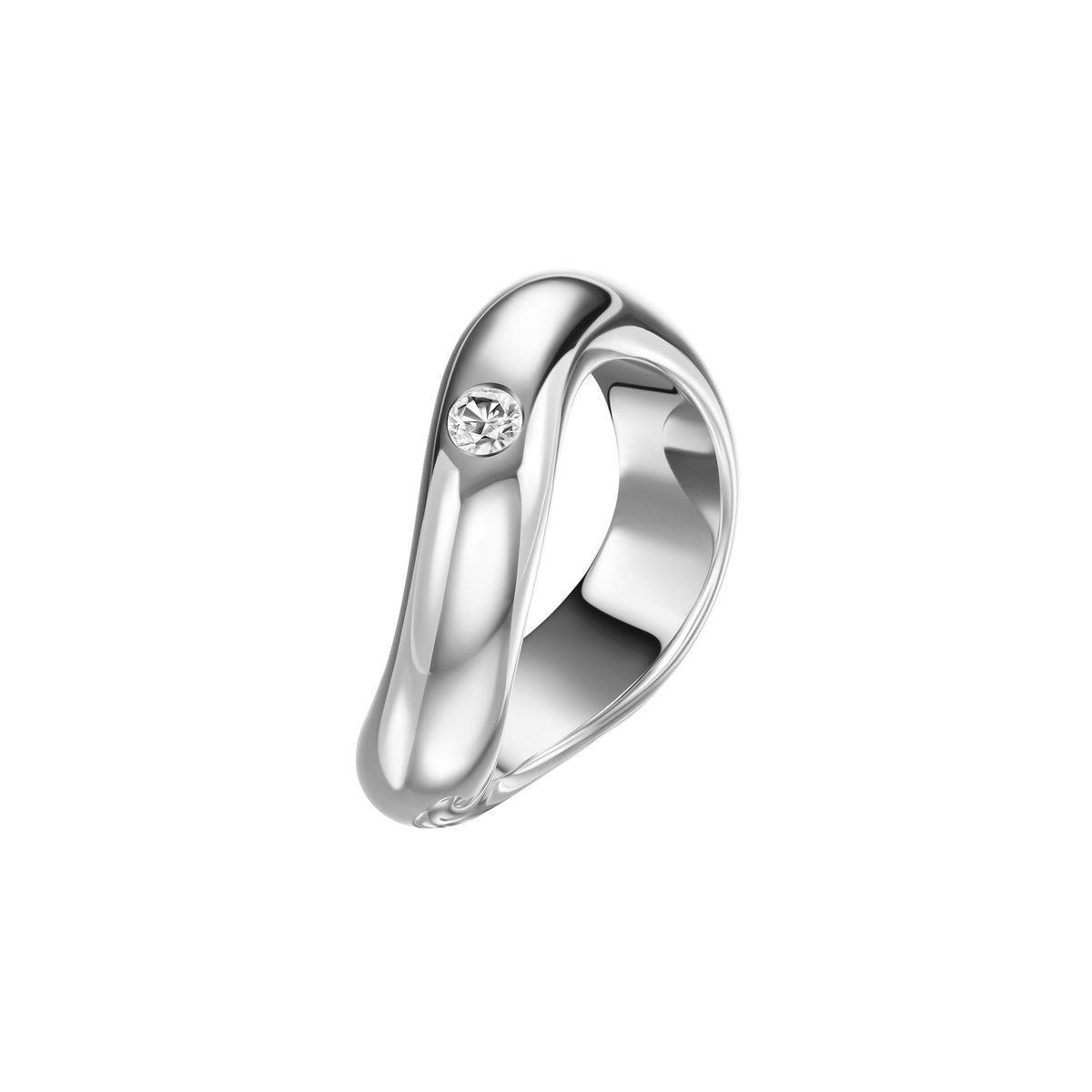 Polished White Gold Wave Ring