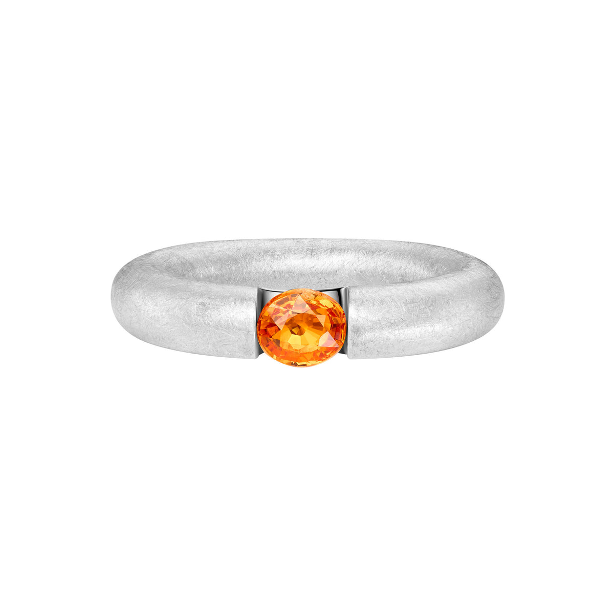 Brushed White Gold Ring With Paraiba Granade