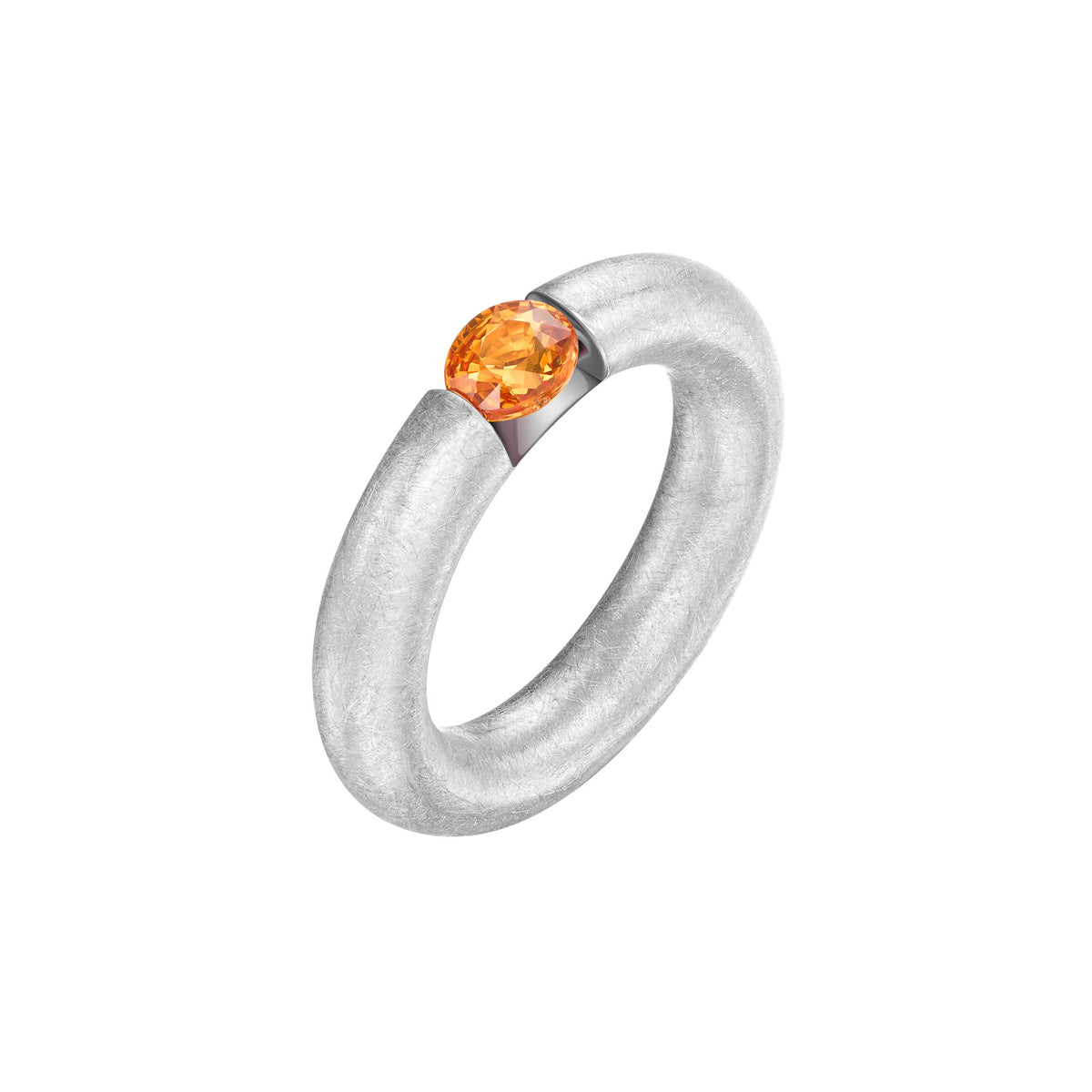 Brushed White Gold Ring With Paraiba Granade