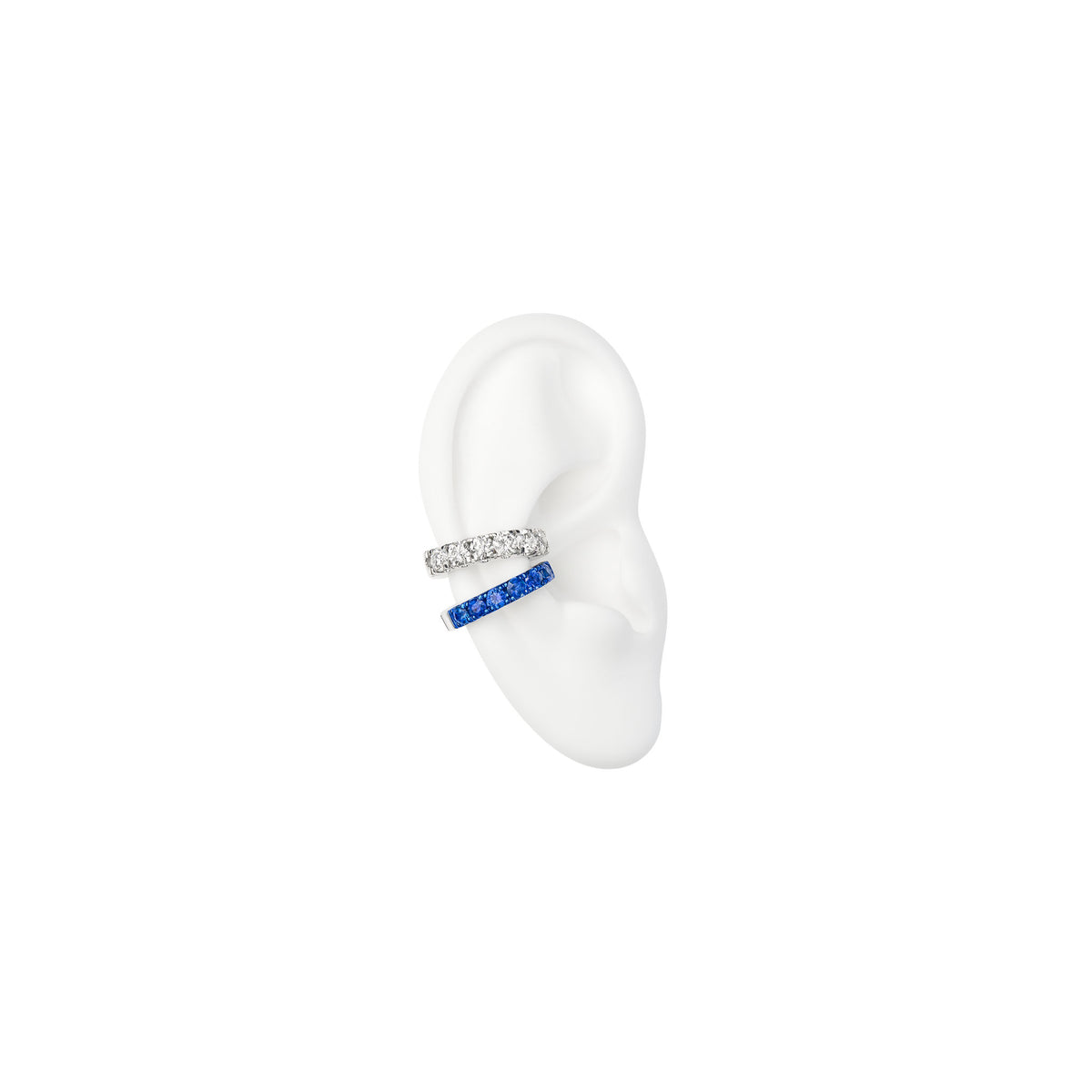 Blue Sapphire Ear Cuff White Gold