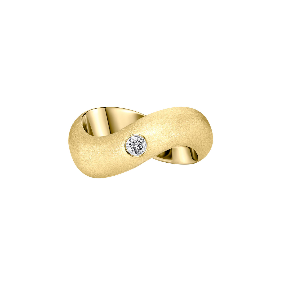 Brushed Yellow Gold Wave Ring