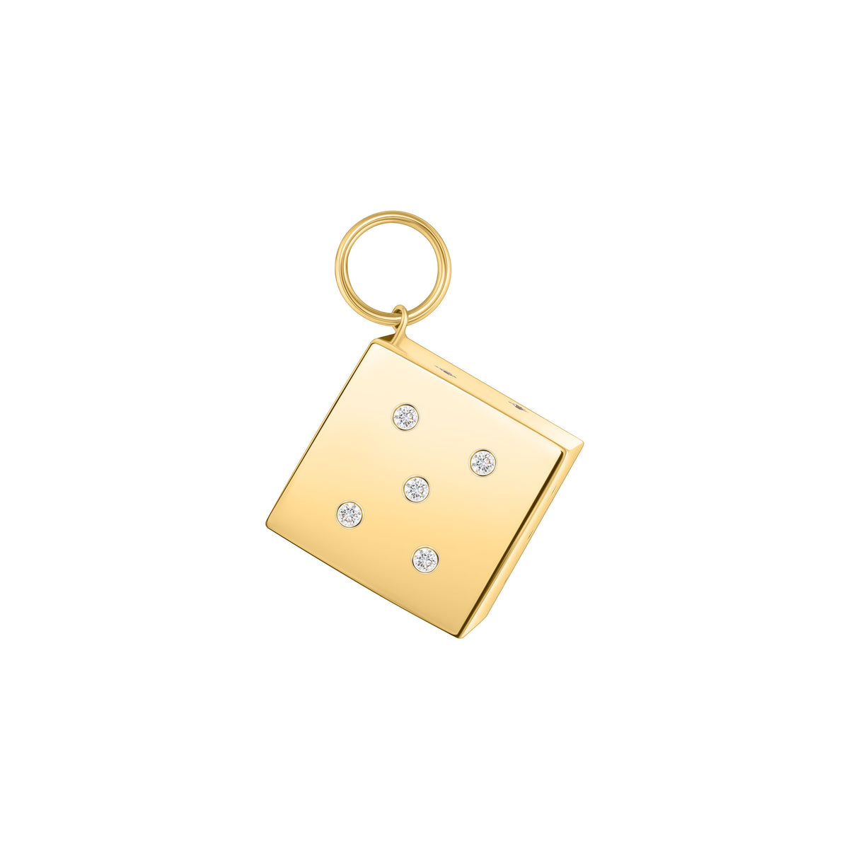 Dice Charm in Yellow Gold and Diamonds 