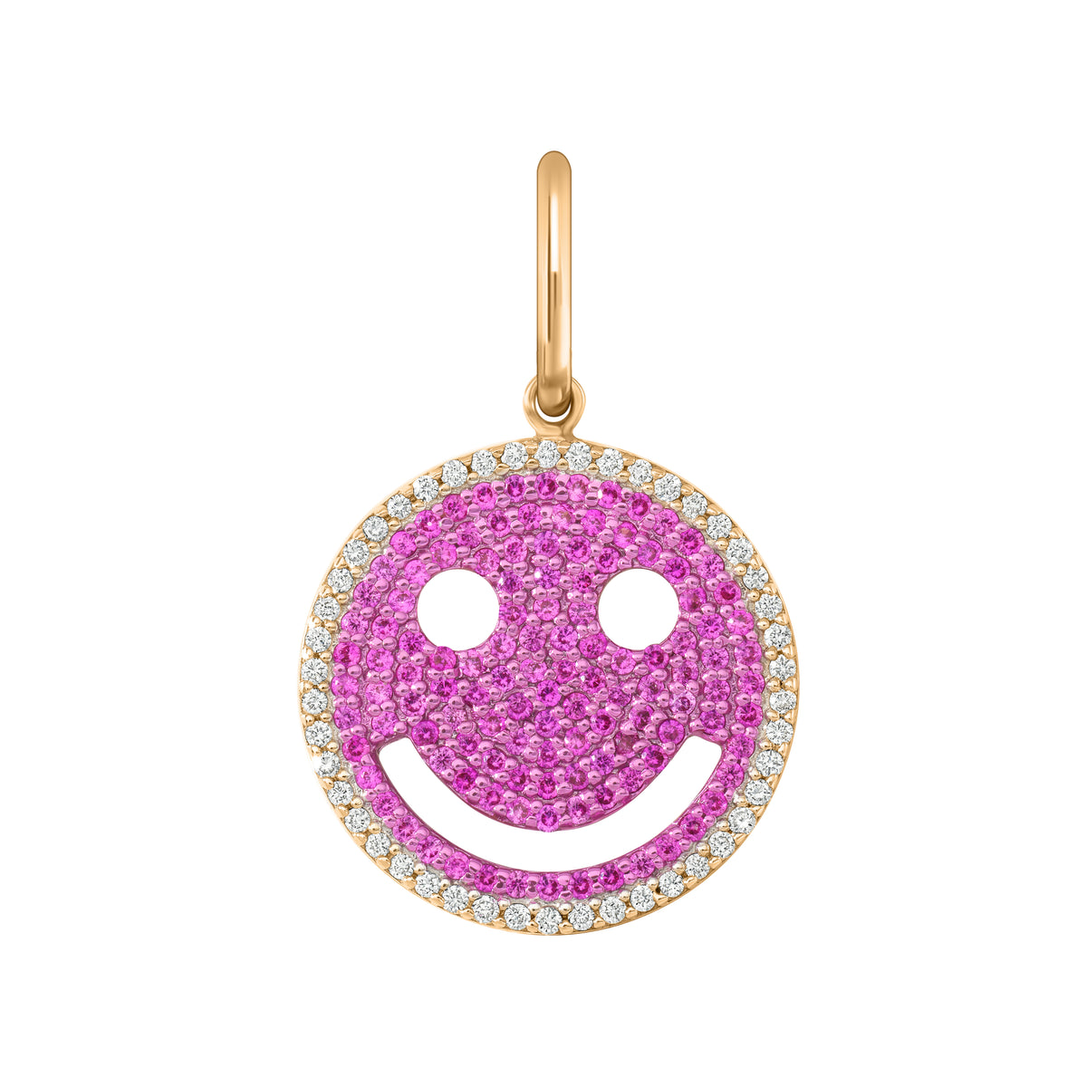 Electric Pink Sapphire Happy Face Charm