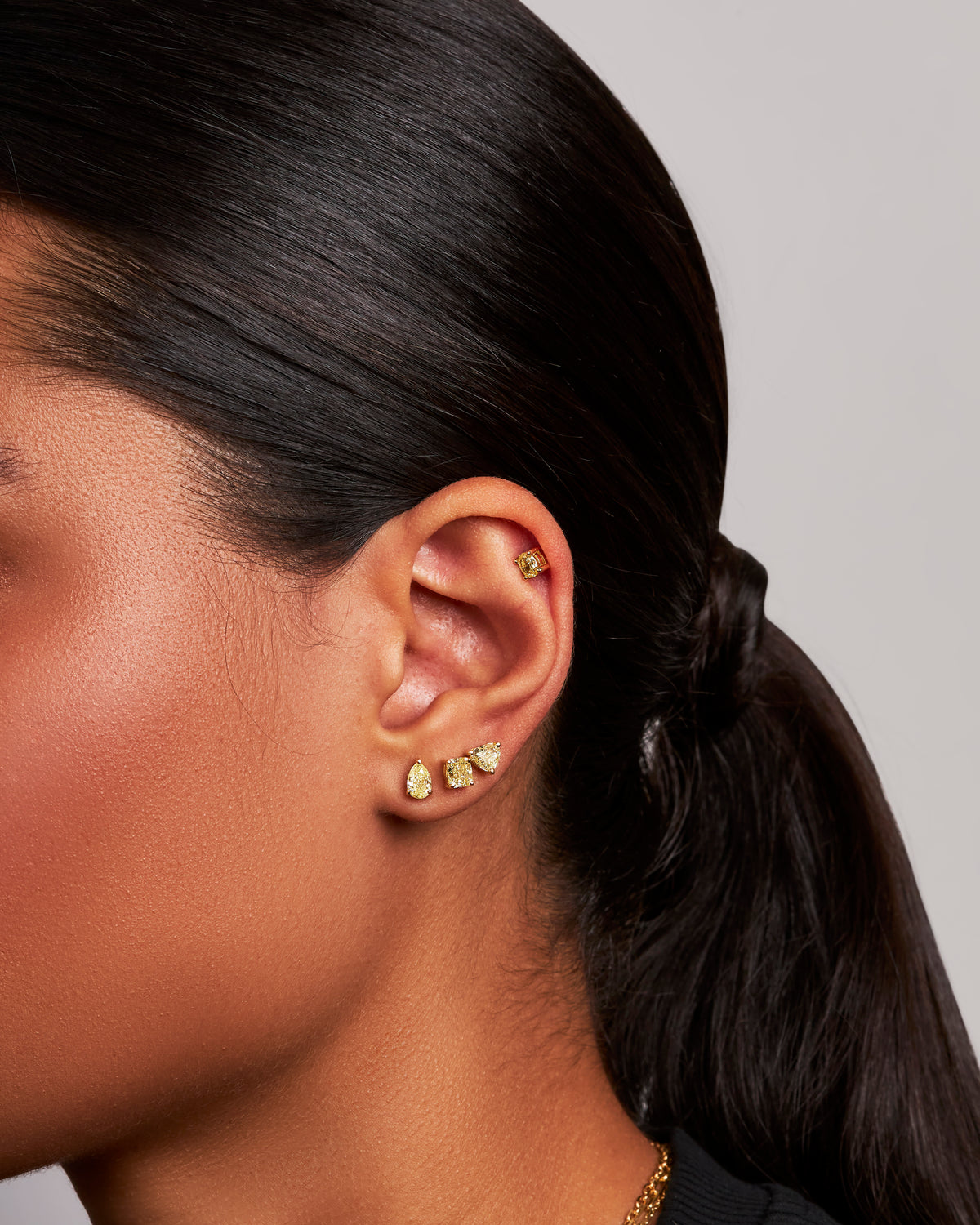 Fancy Yellow Heart Shape Stud