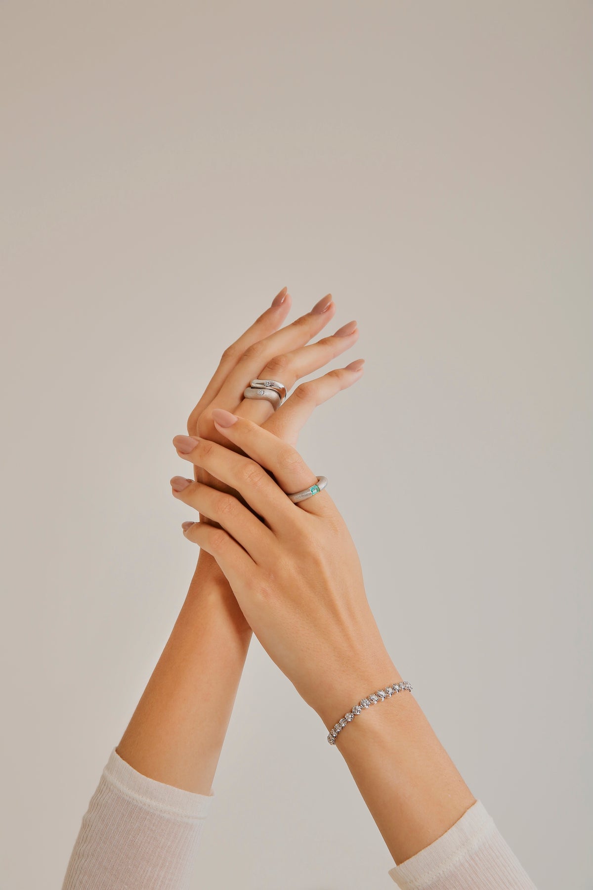 Brushed White Gold Ring With Paraiba Tourmaline