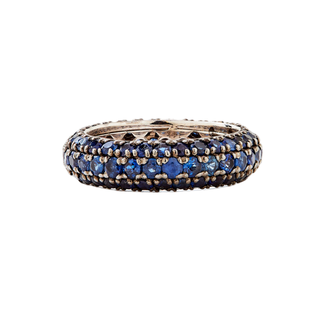 Pinky Diamond Pave Ring Blue Sapphire