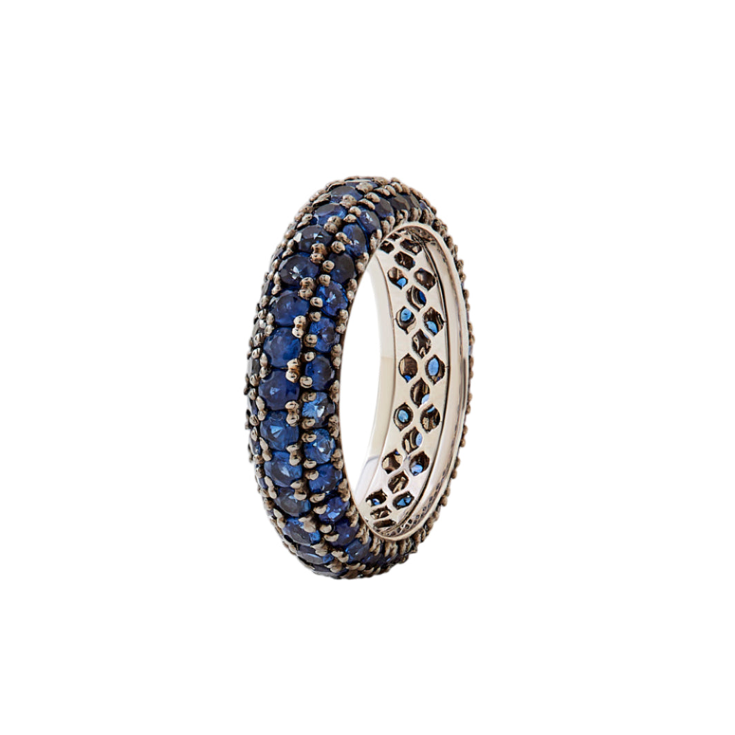 Pinky Diamond Pave Ring Blue Sapphire