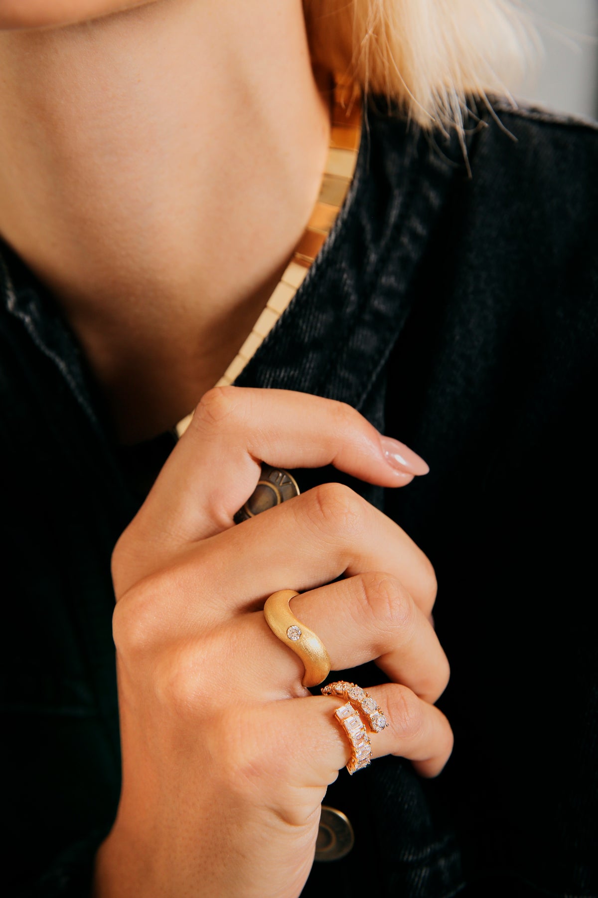 Brushed Yellow Gold Wave Ring