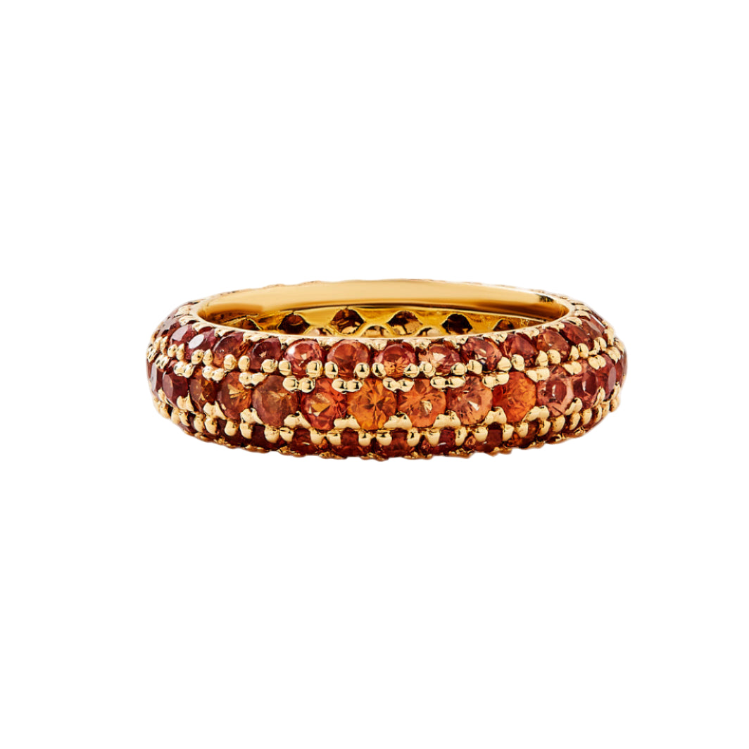 Pinky Diamond Pave Ring Orange Sapphire