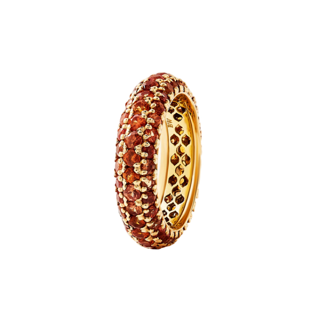 Pinky Diamond Pave Ring Orange Sapphire