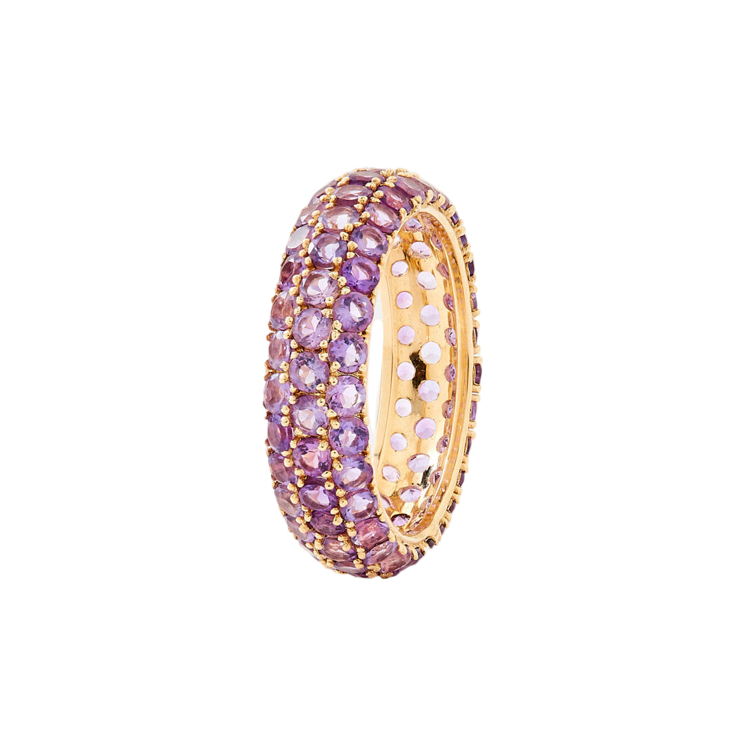 Pinky Diamond Pave Ring Amethyst