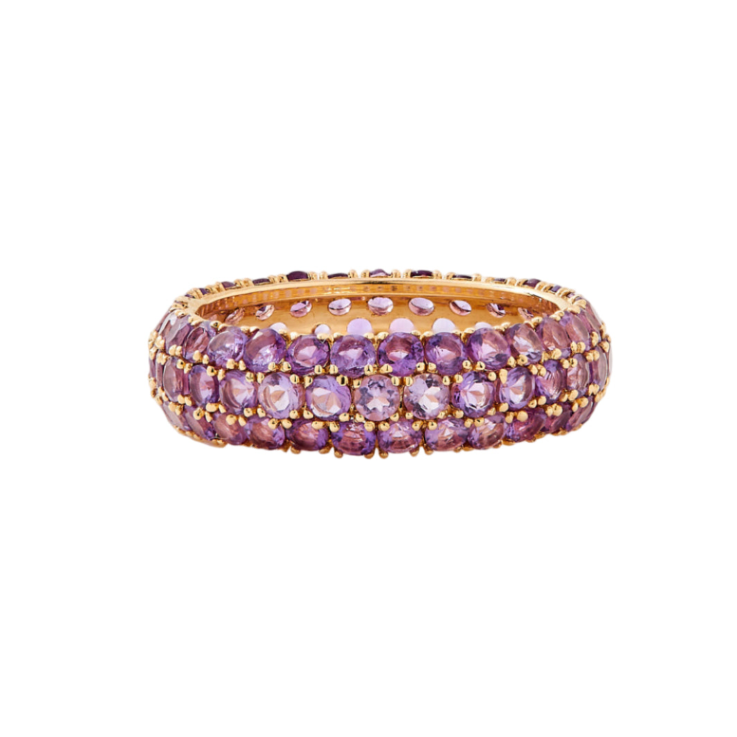 Pinky Diamond Pave Ring Amethyst