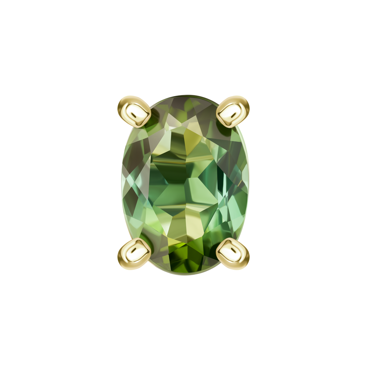 Deep Green Oval Tourmaline Single Stud