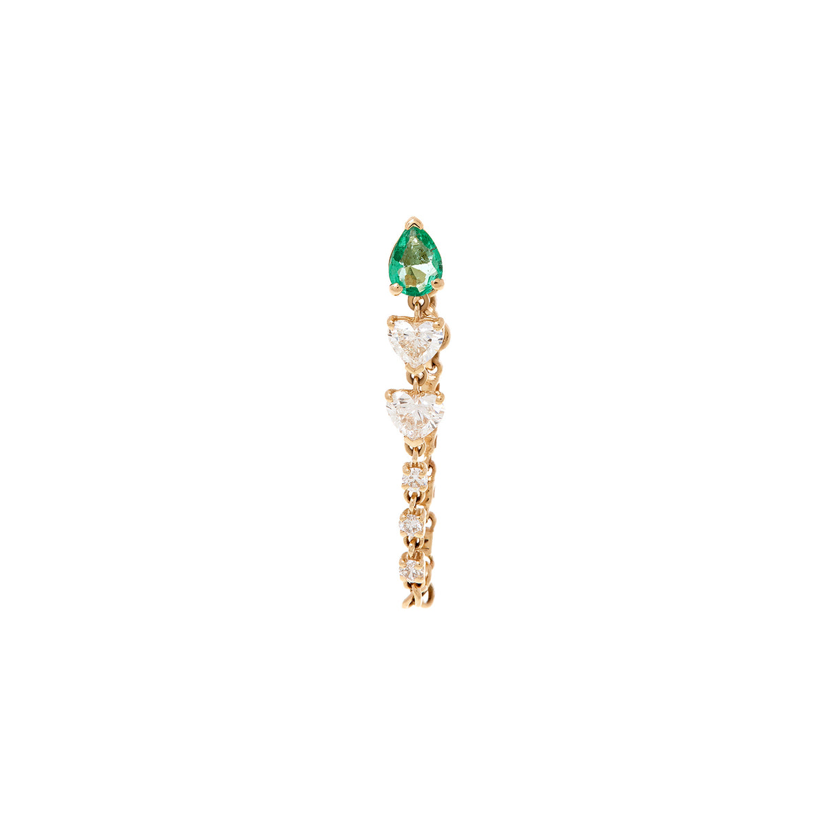Double Heart Emerald Drop Earrings
