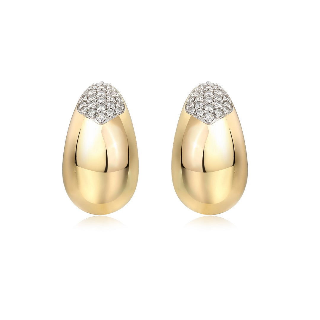 Gold Tear Drop Earrings with Diamonds