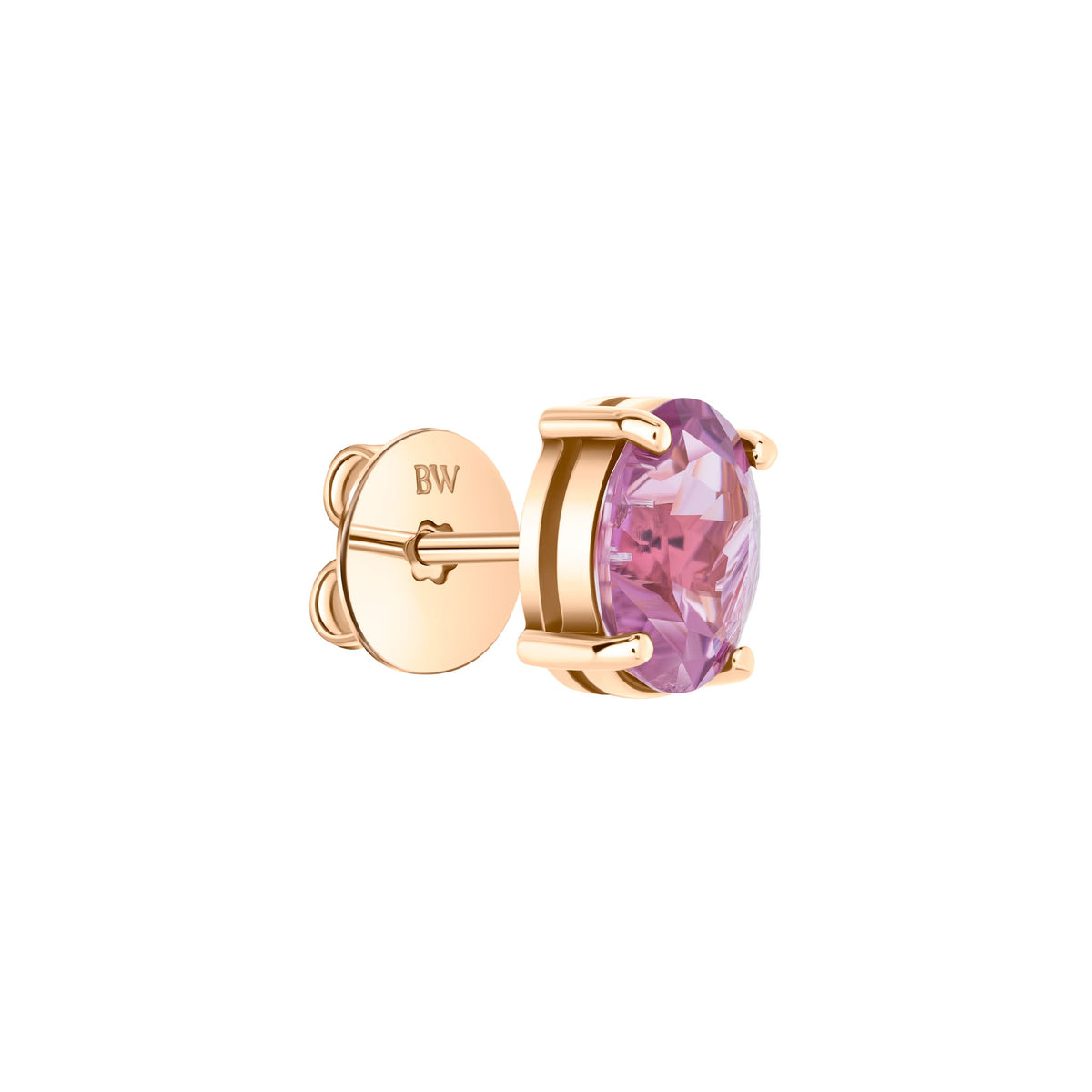 Vivid Pink Oval Tourmaline Single Stud