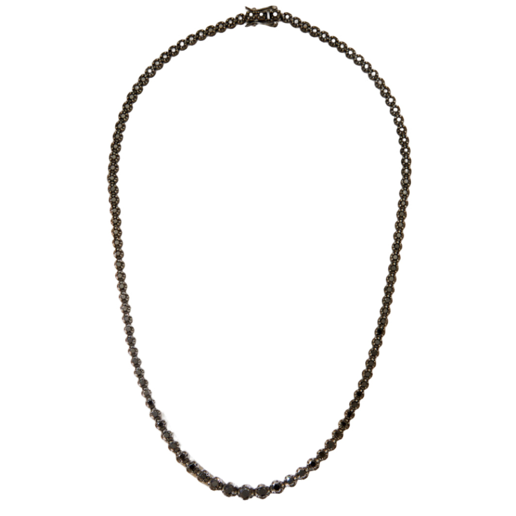 Bold Tennis Necklace Black Diamonds