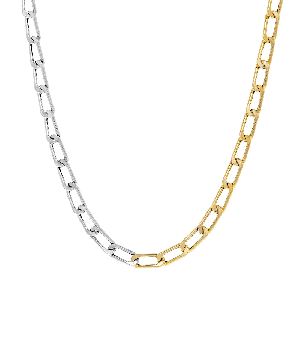 Half Half Links Yellow and White Gold