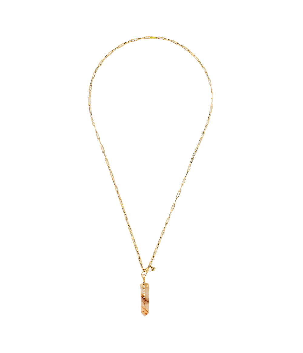 Natural Stone Quartz and Diamond Charm