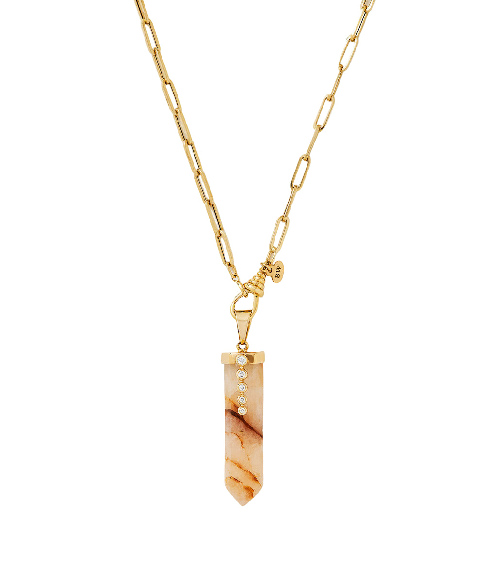 Natural Stone Quartz and Diamond Charm