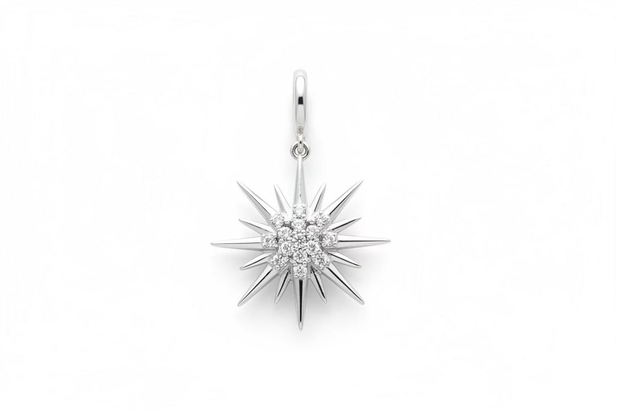 Diamond Star Charm White Gold