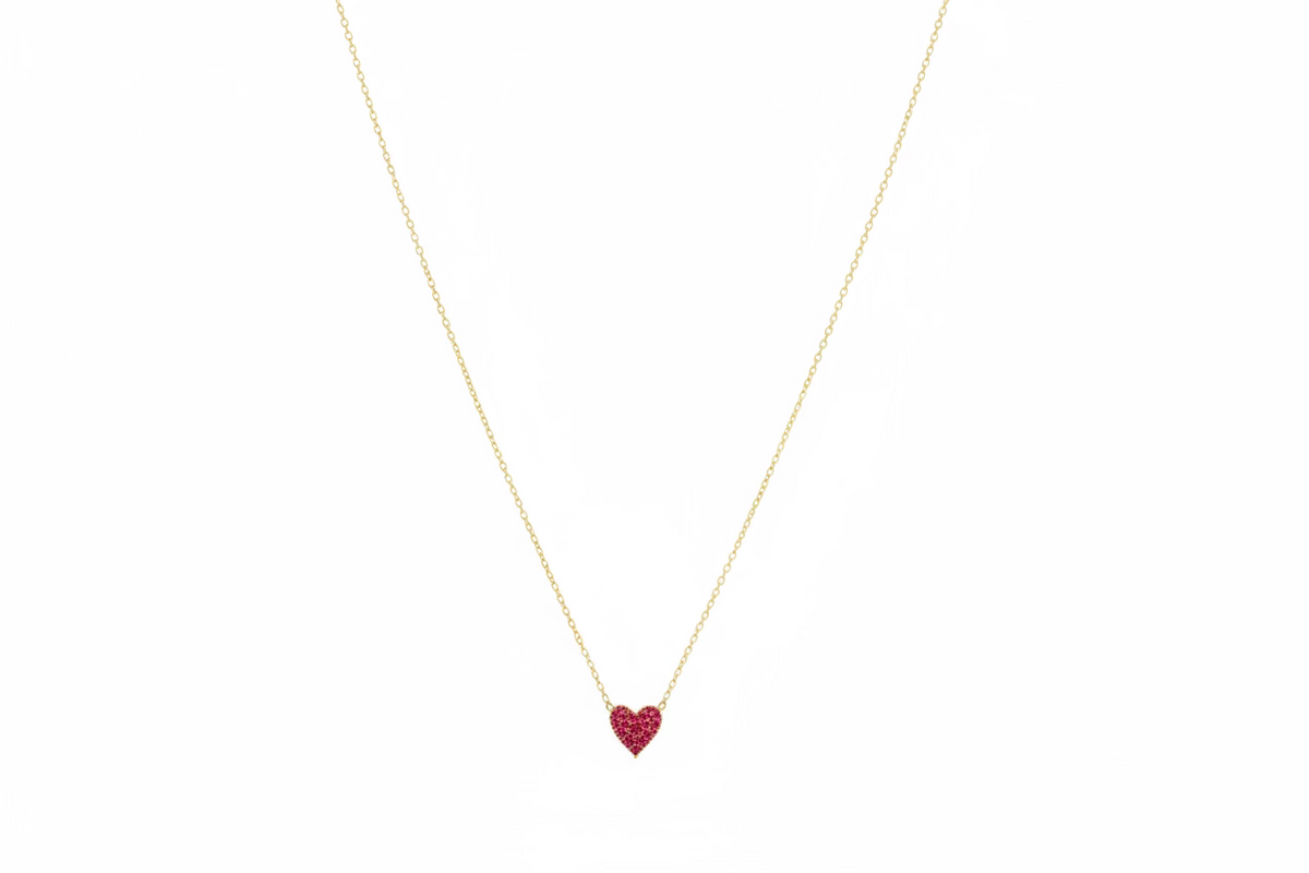 Yellow Gold Pink Sapphire Ombre Heart Necklace