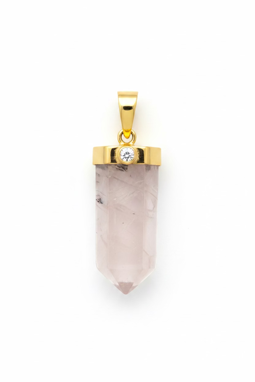 Natural Stone Charm Quartz and Diamond