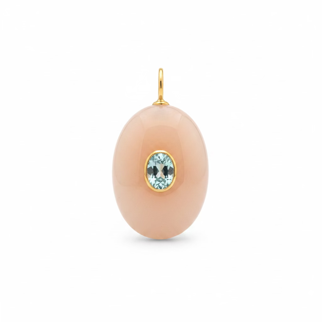 Natural Stone Charm with Aventurine and Blue Topaz