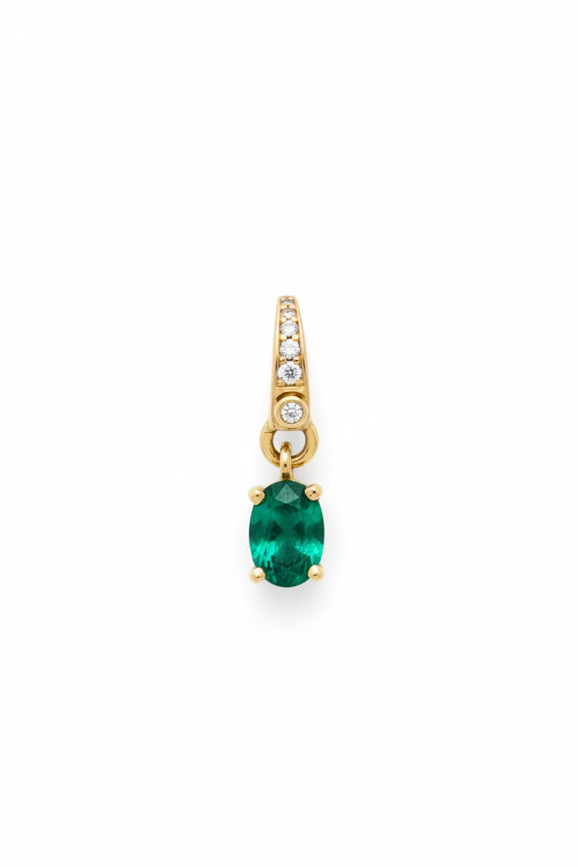 Emerald Charm with Diamond Clasp