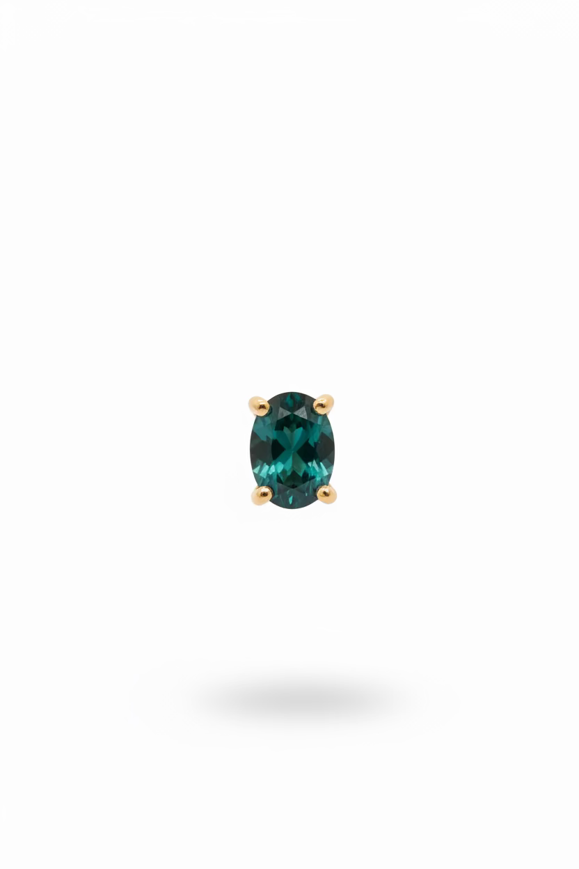 Single Stud Blue Tourmaline Round Shape