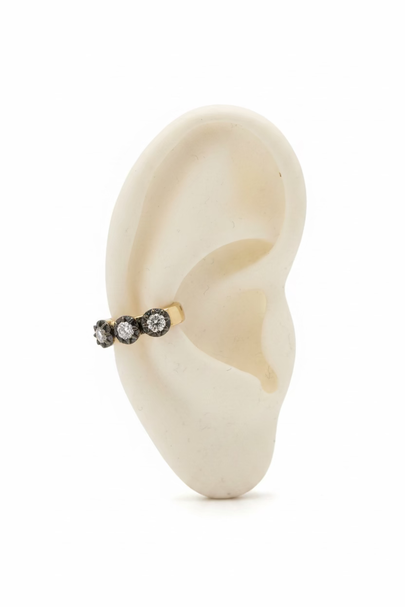 Bezel Black Rodhium Diamond Small Ear Cuff