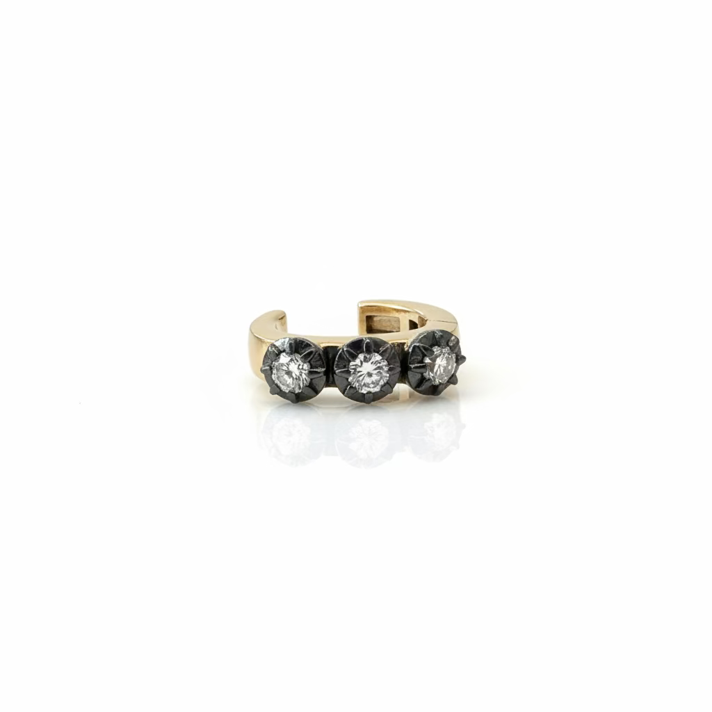 Bezel Black Rodhium Diamond Small Ear Cuff