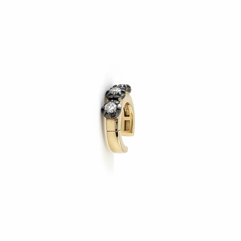 Bezel Black Rodhium Diamond Small Ear Cuff