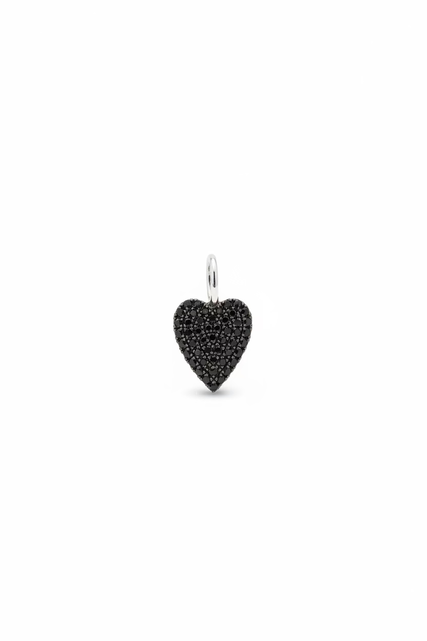 Black Gold and Black Diamond Heart Charm