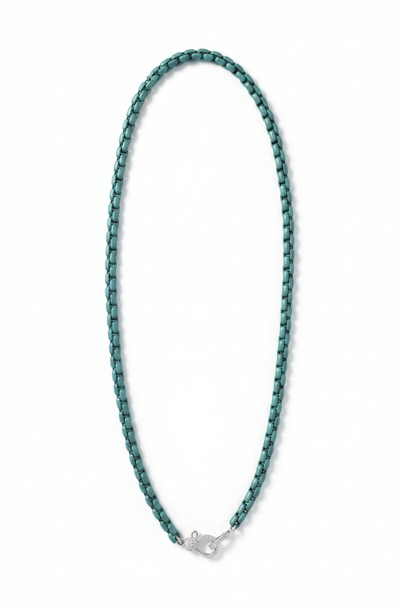 Graffiti Chain Green Pearl (White Gold Clasp)