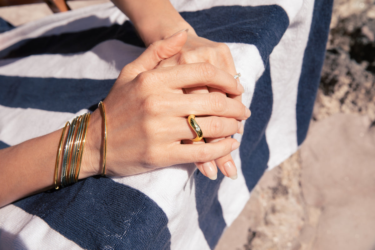Polished Yellow Gold Wave Ring
