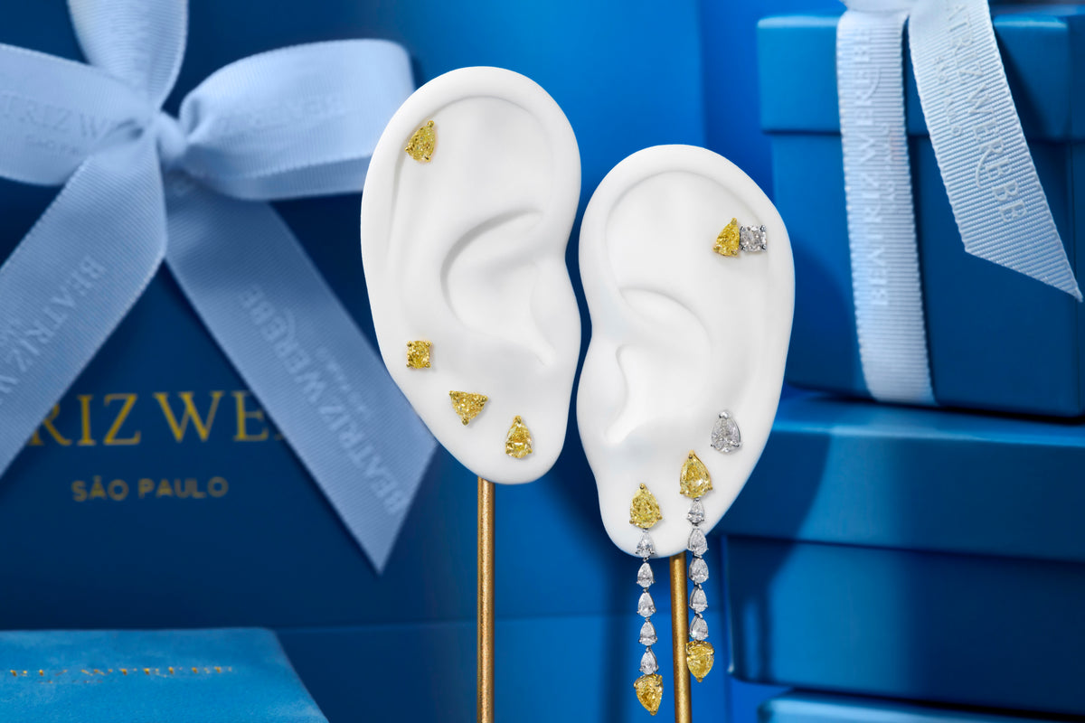 Fancy Yellow Heart Shape Stud