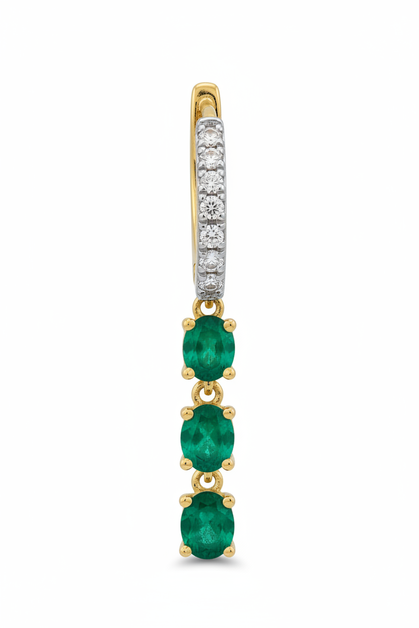 Emerald Huggie Drop Earrings
