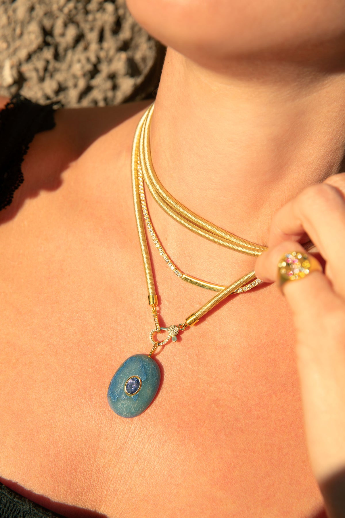 Beige Silk Choker